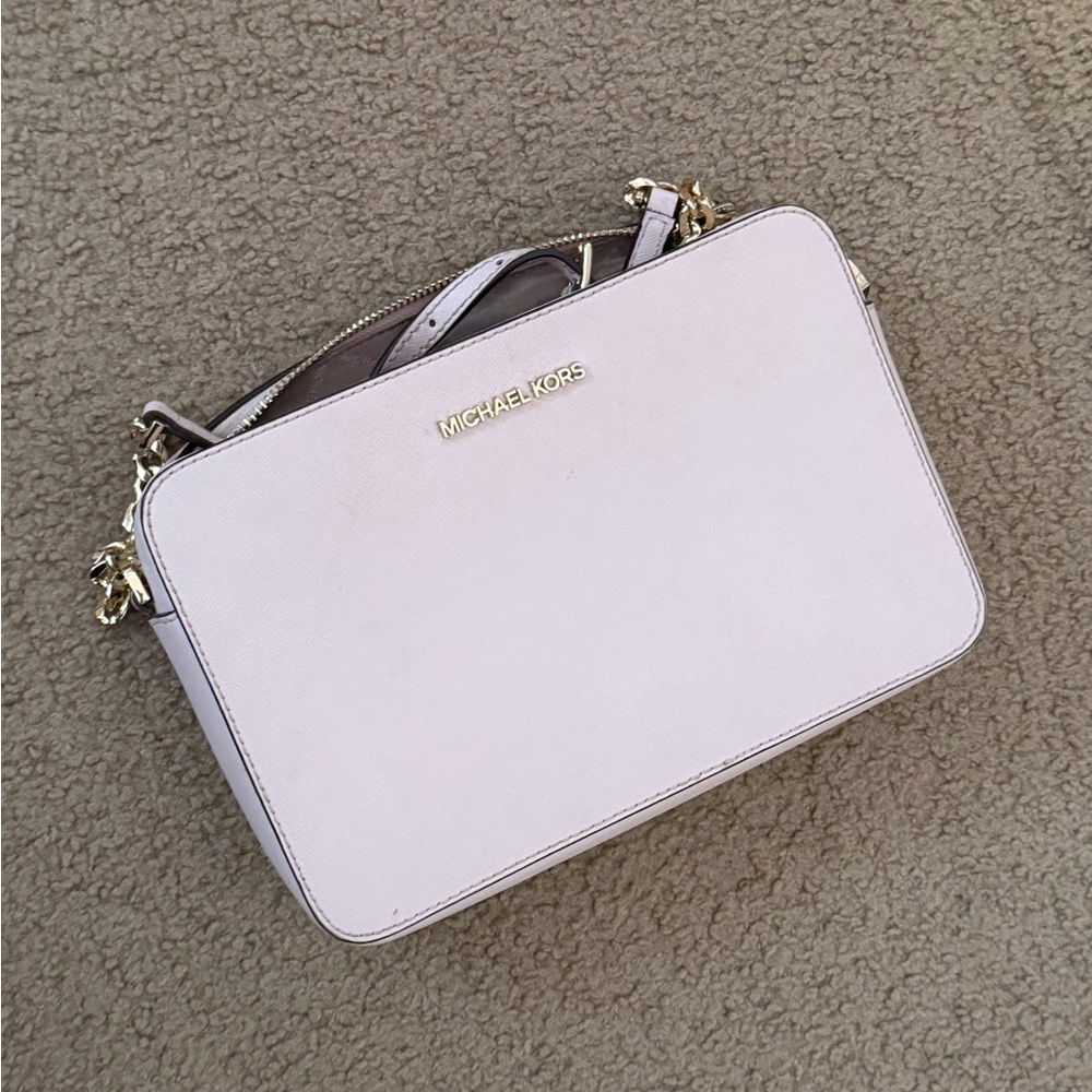 Michael Kors Light Pink Saffiano Crossbody Bag with Gold Hardware